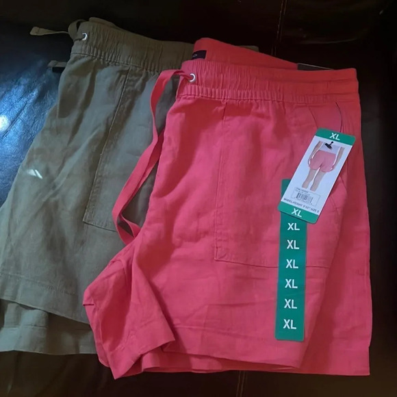 Nautica Ladies' Linen Blend Short 2 pair Pink and Green - Picture 3 of 12
